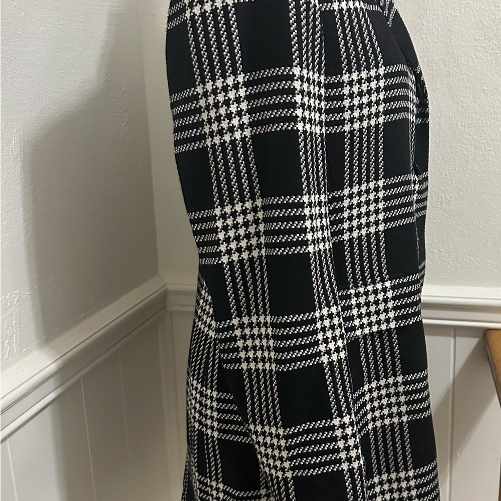 White Plaid Midi Coat Sz 8 - Picture 5 of 8